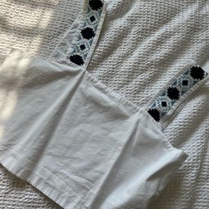 White Embroidered Tank Top